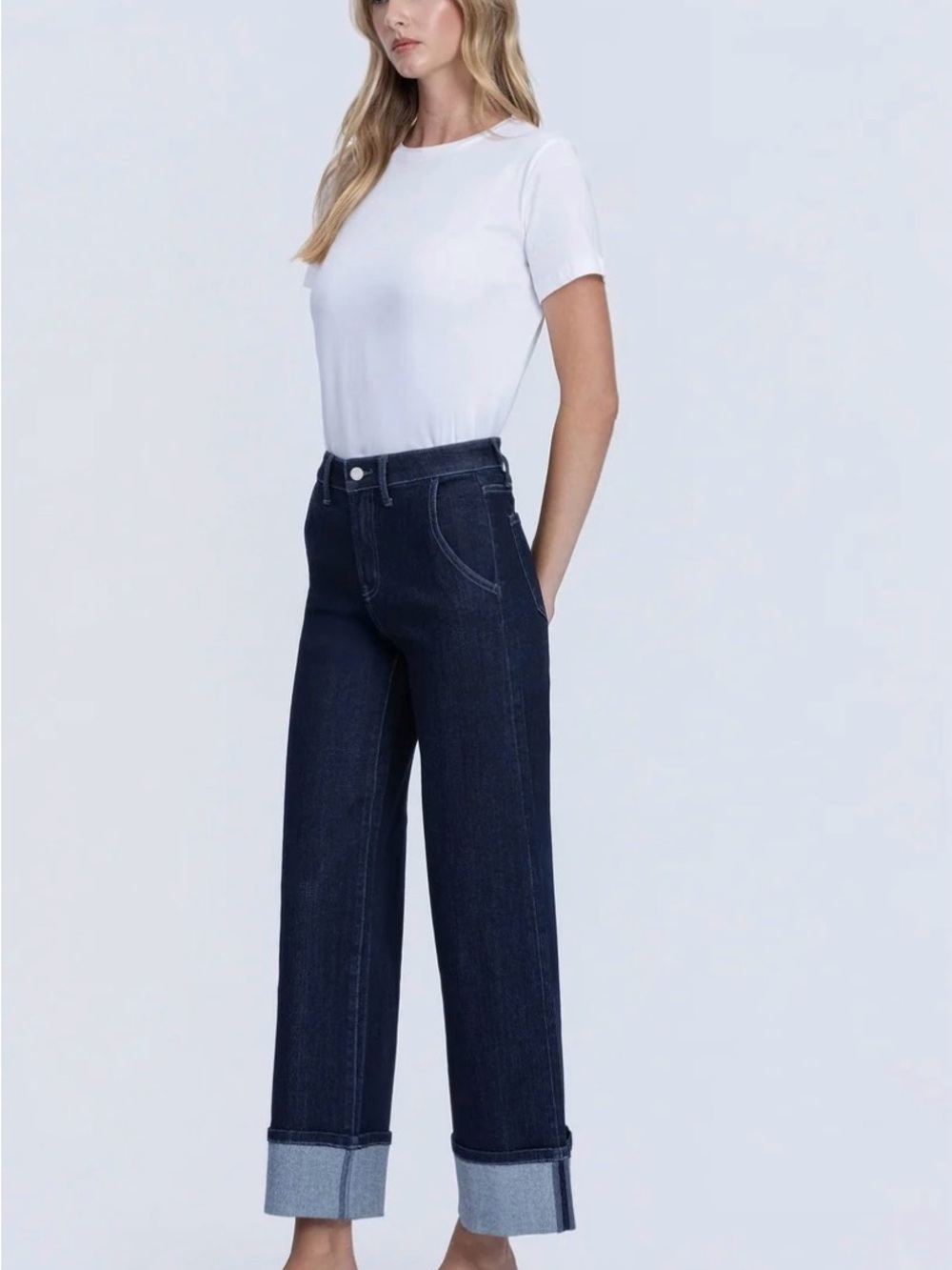 NWT Lovervet Size 31/13 High-Rise Wide Leg Jeans in Dark Indigo